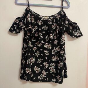 Ultra Flirt Black floral off-shoulder top